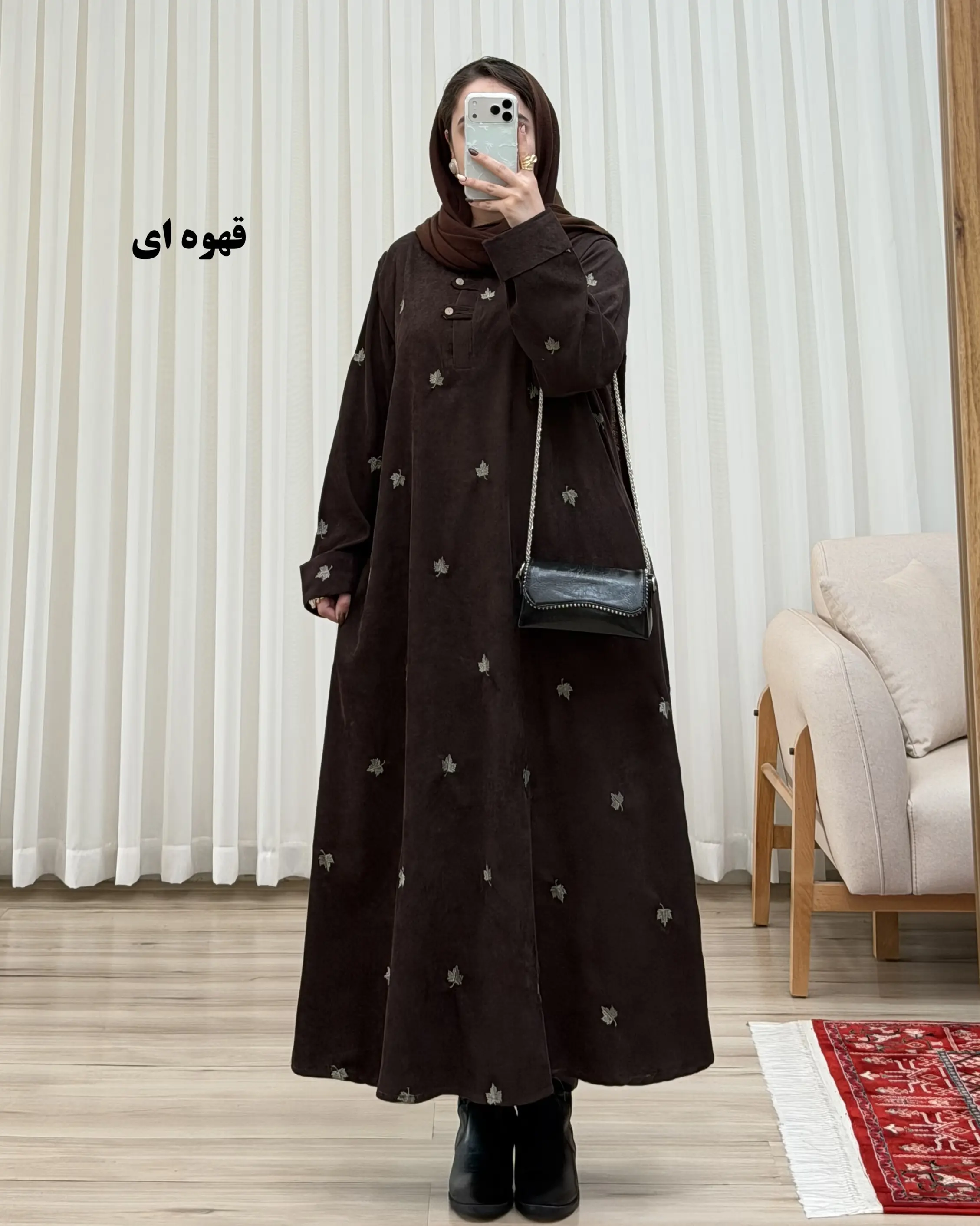 کفتان زنانه تمام گلدوزی مدل برگ